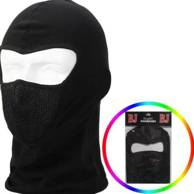 Masker Motor Anti Corona Sarung Kepala Helm HITAM ALL SIZE/