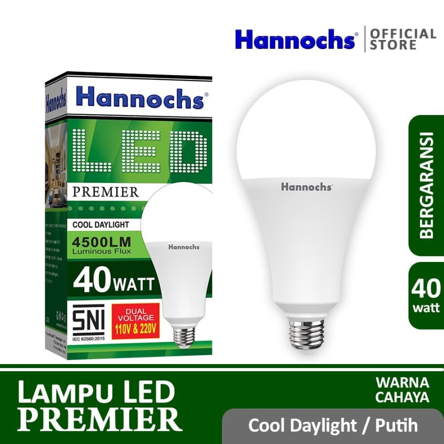 HANNOCHS PREMIER 40 WATT - Bola Lampu LED E27 40 Watt - Garansi 1 Tahun