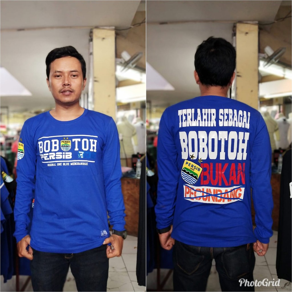 kaos baju persib warna bbiru tangna panjang terlahir sebagai bobotoph bukan pecundang