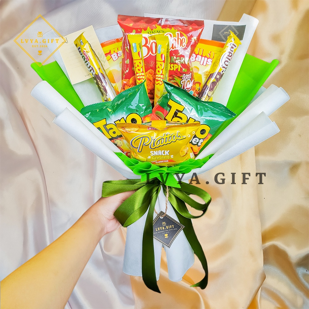 (SNACK 0037) Buket Snack tema hijau | Buket snack wisuda | Buket snack ulang tahun | Snackbouquet murah | Bouquet snack murah | Snackbouquet wisuda | Buket snack ultah| Buket snack wisuda | Buket snack ulang tahun | Buket anniversary | Buket