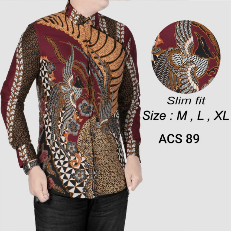 BATIK PRIA SLIM FIT LENGAN PANJANG KEMEJA BATIK PRIA COLINDION CBL1053