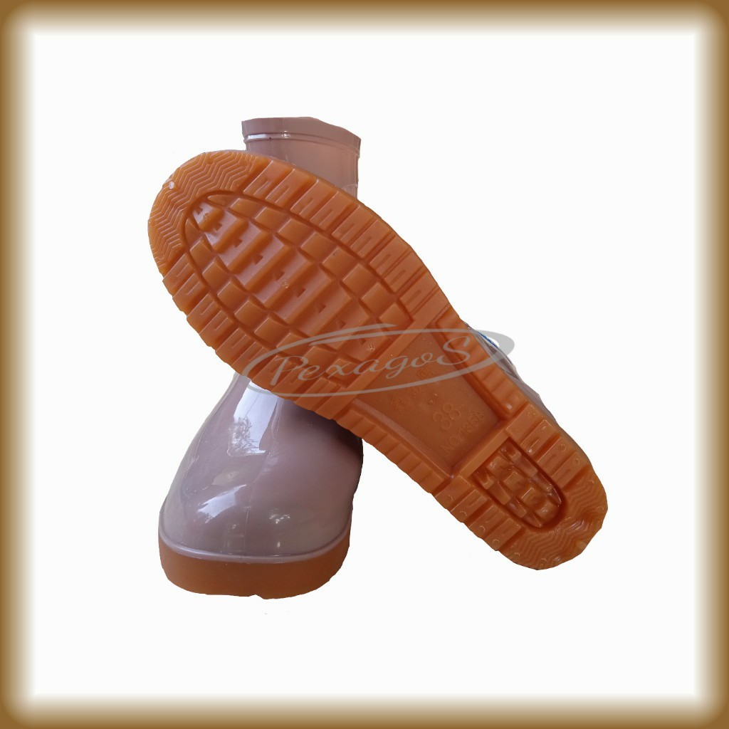 SEPATU HUJAN AP BOOTS PENDEK ANTI AIR SOL TEBAL SEPATU BOAT KARET PENDEK BOOTS PENDEK KARET (21cm)