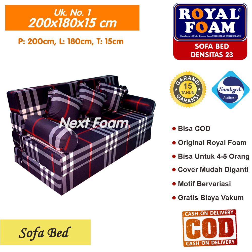 Sofa Bed Royal Foam Ukuran No 1 200x180x15 Tebal 15 cm RK D 23 ORIGINAL Royal Foam Garansi 15 Tahun