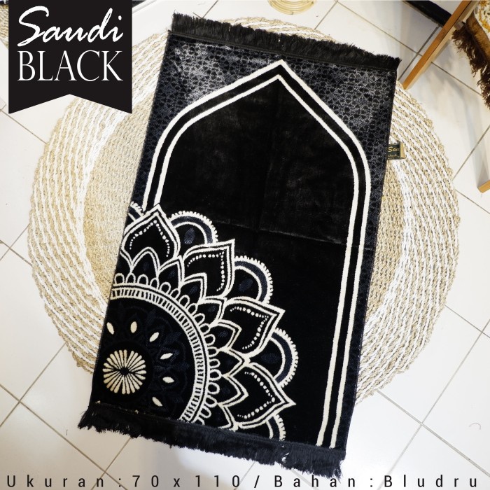 Sajadah Hitam Turkey Turki Sejadah Bludru Premium Original Super Gold Sejadah