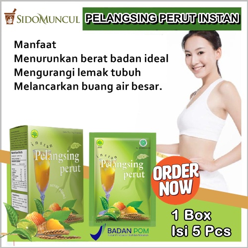 Jamu pelangsing perut sidomuncul instan isi 5 sachet pelangsing perut buncit wanita herbal BPOM