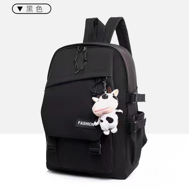 ZC 2334 RISCE TAS RANSEL IMPORT FREE GANTUNGAN BONEKA SAPI WANITA CEWEK PEREMPUAN SEKOLAH SD KULIAH