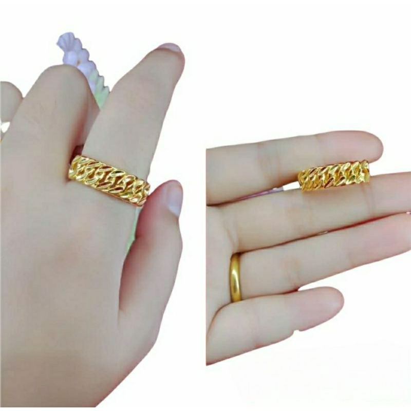 Cincin koin setengah rantai / cincin perhiasan / cincin gold 24k