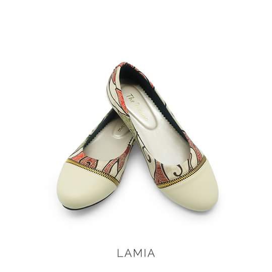 Sepatu Wanita Flat Shoes Handmade - The Warna Lamia Grey/Cream