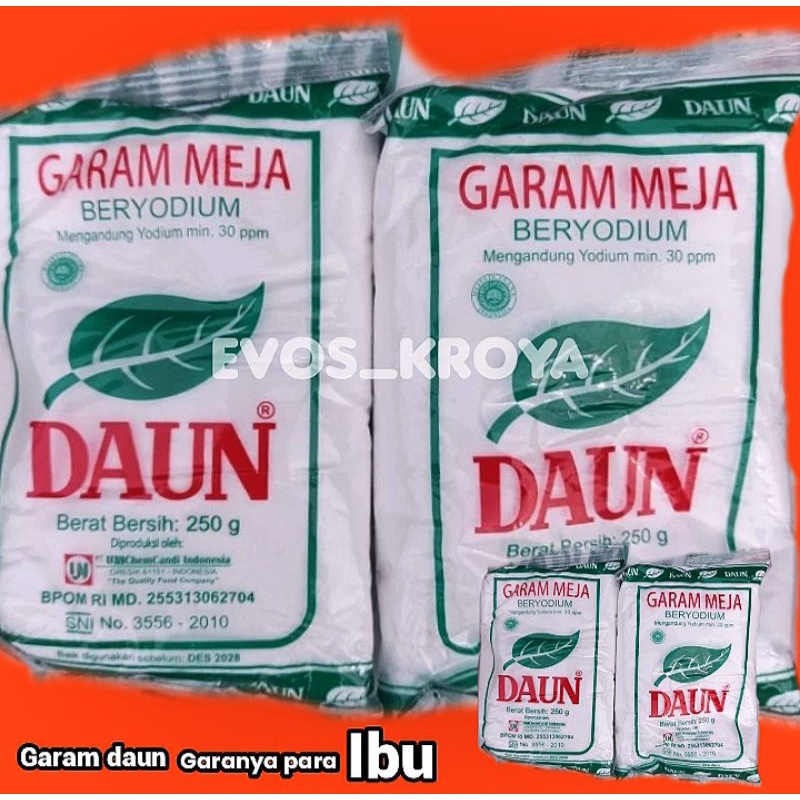 

Garam Bumbu Dapur Kebutuhan memasak Merek Meja Daun Beryodium 250 gr
