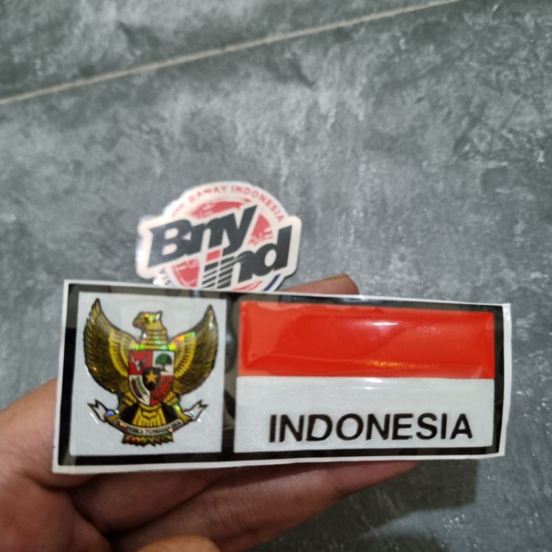 STICKER STIKER EMBLEM GARUDA BENDERA INDONESIA KOTAK TIMBUL 3D