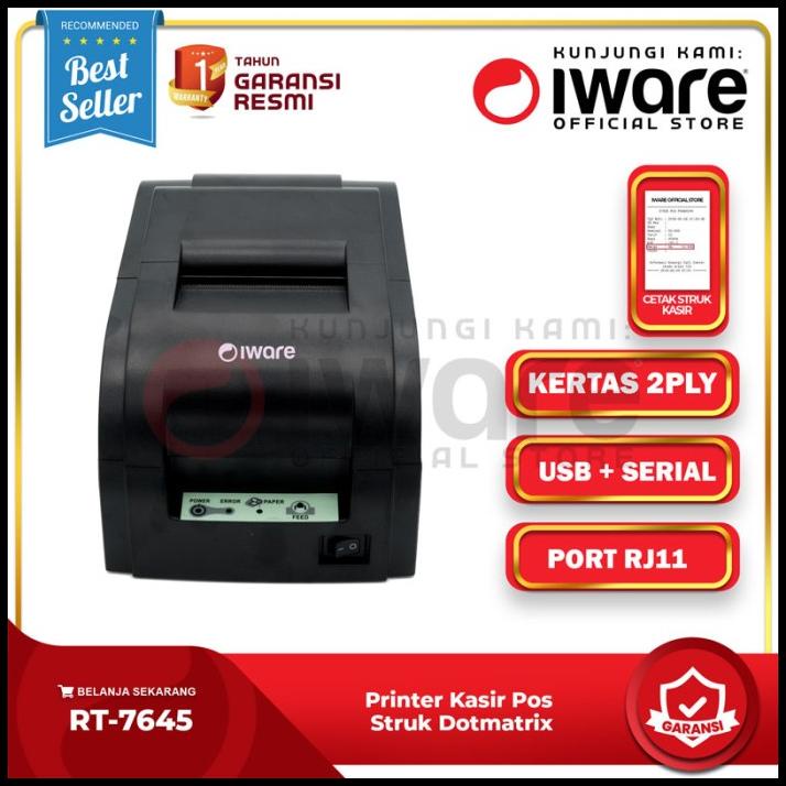 Iware Printer Kasir Pos Struk Dotmatrix Iware Rt-7645 Usb Serial