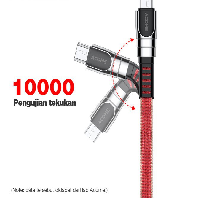KABEL DATA MICRO USB ACOME 100CM CABLE AIC FAST CHARGING 2.4A GARANSI RESMI