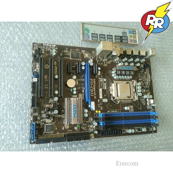 Mobo Mainboard Motherboard Pc Intel Ddr3 PC Gaming Merk MSI P55 CD53 plus Prosesor i5 750 Murah