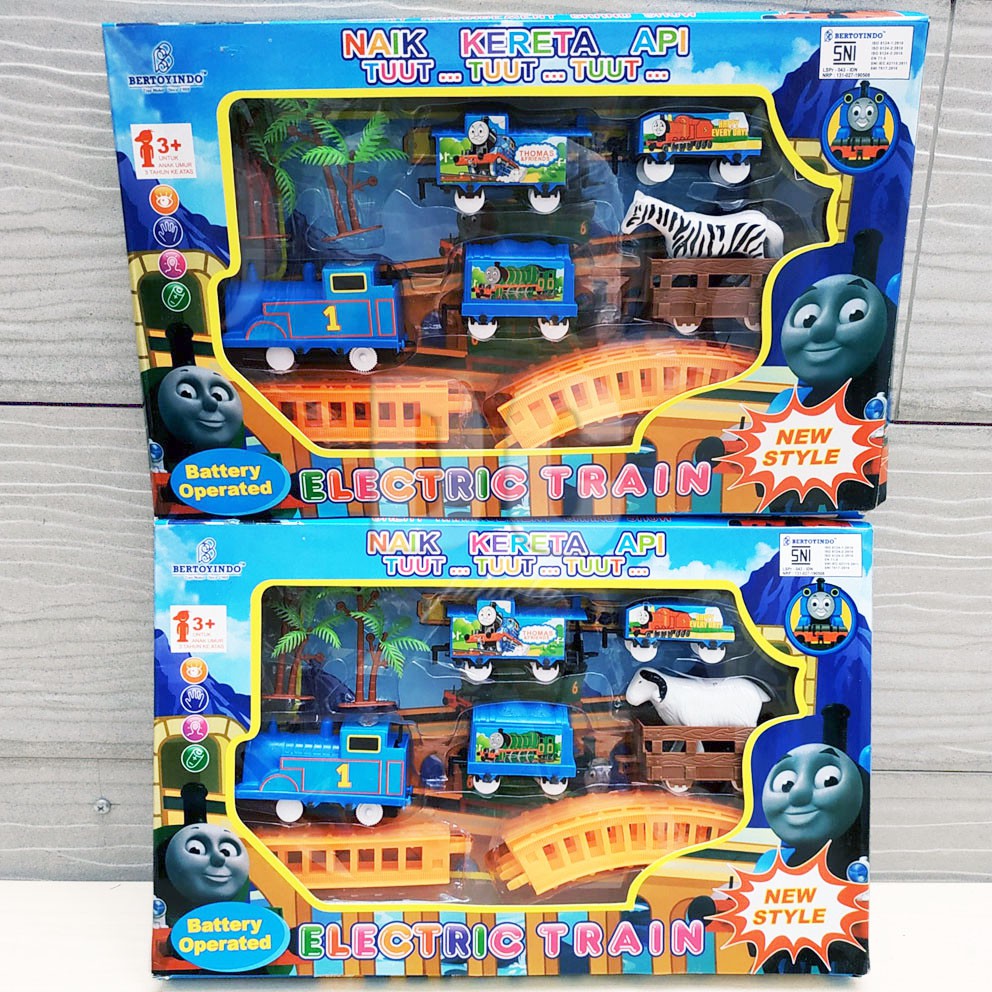 Electric Train Play Set Tomase Tomas Thonas Mainan Kereta Api Dengan Rel 5 Gerbong Hewan &amp; Pohon