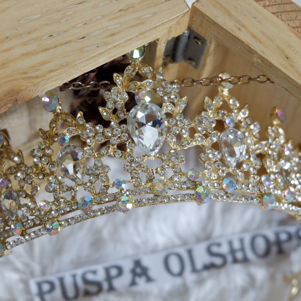 mahkota  tiara  bridal  pelangi  gold