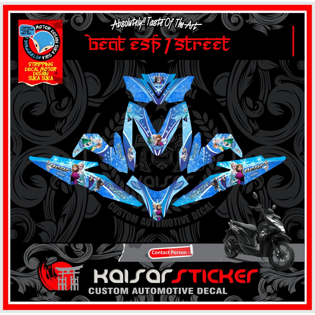 Decal Sticker Motor Full Body Stiker Honda All New Beat Esp - Street Tahun 2019 Frozen biru new