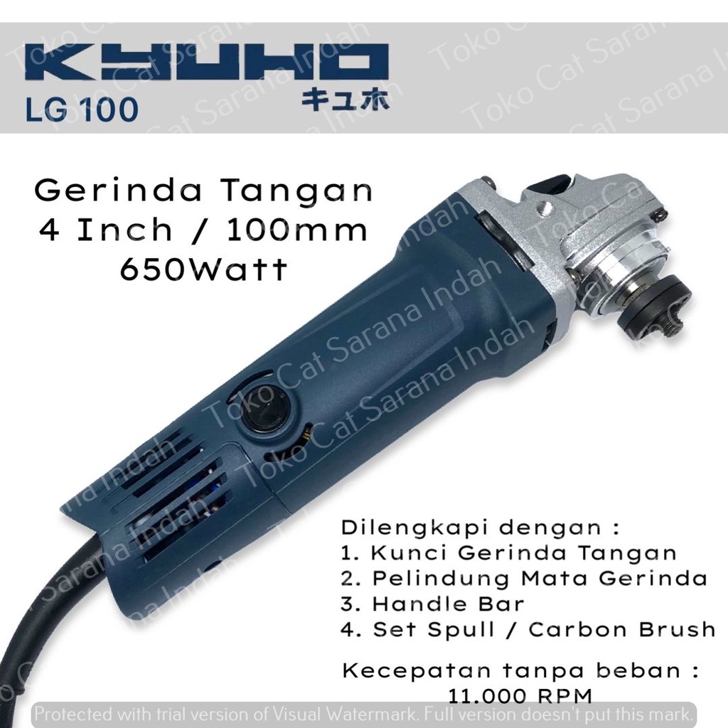 MESIN GERINDA TANGAN 4" NLG KYUHO LG100 ANGLE GRINDER 4 INCH LG 100 GAGANG BONUS ARMATURE DAN SPULL 