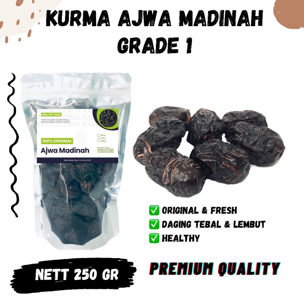 

KURMA AJWA MADINAH 250gr Repack 250 gram Premium Madinah Almadinah Korma Nabi Sunnah Dates Buah