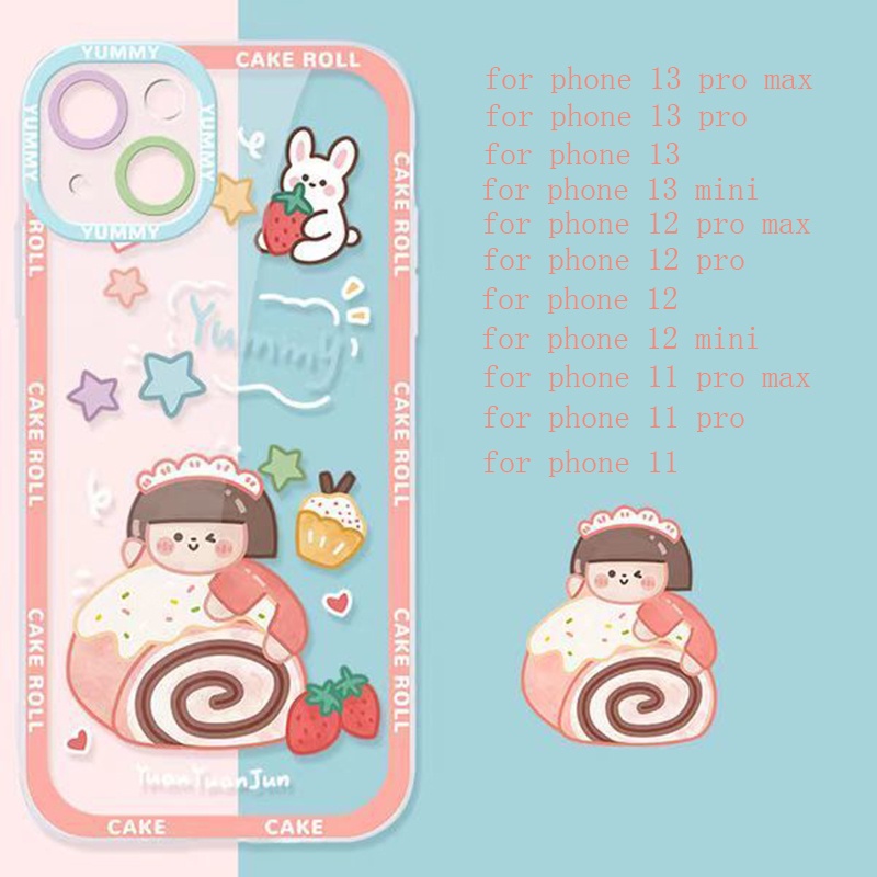 Soft Case Silikon TPU Transparan Motif Gadis Lucu Untuk IPhone 14 13 12 11 Pro XS Max X XR 8 7 6 6S Plus