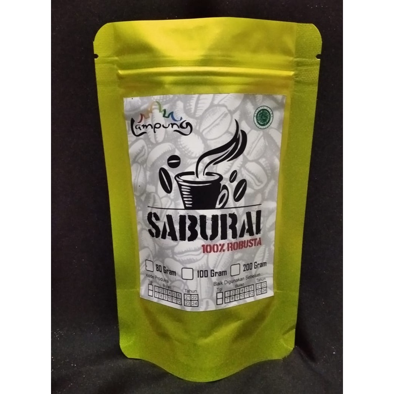 

Kopi Bubuk Robusta Lampung kemasan 200gr SABURAI GOLD Saburai Coffee