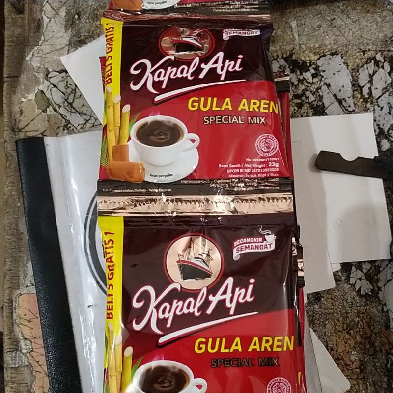 per renteng, kopi kapal api gula aren.