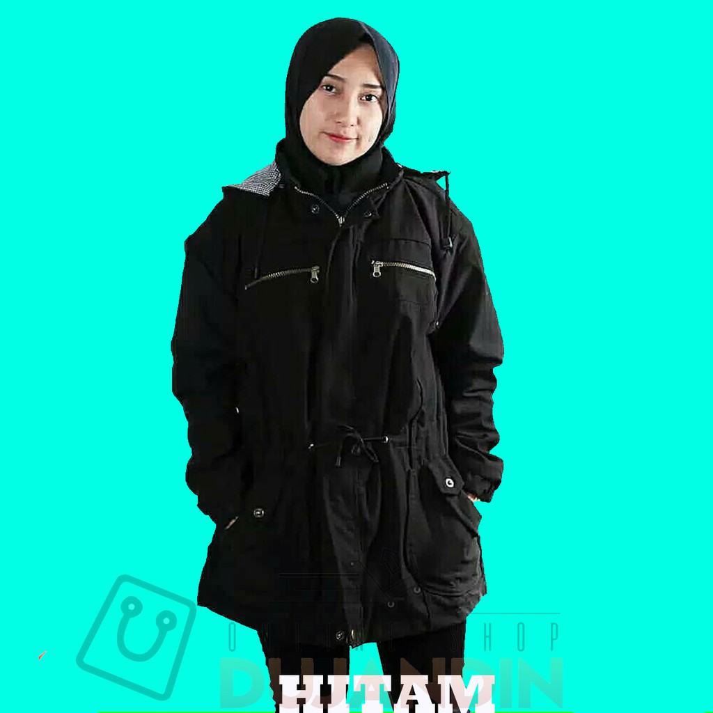 jaket parka cewek wanita bahan katun baby canvas kanvas