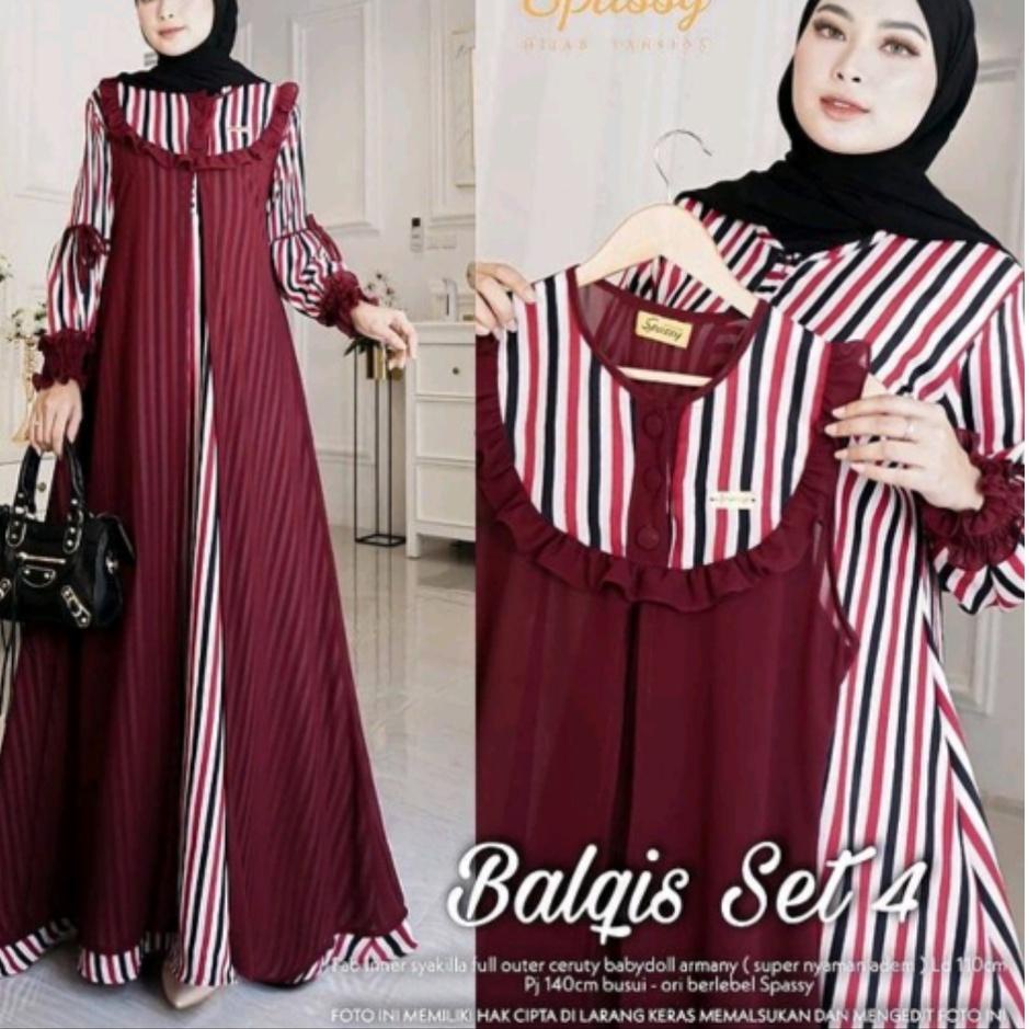 Stok terbatas.. Balqis Set/Gamiis Terbaru 2022 Balqis Set 4 /2 in 1 Gamis/Gamis kekinian/Gamis Remaj