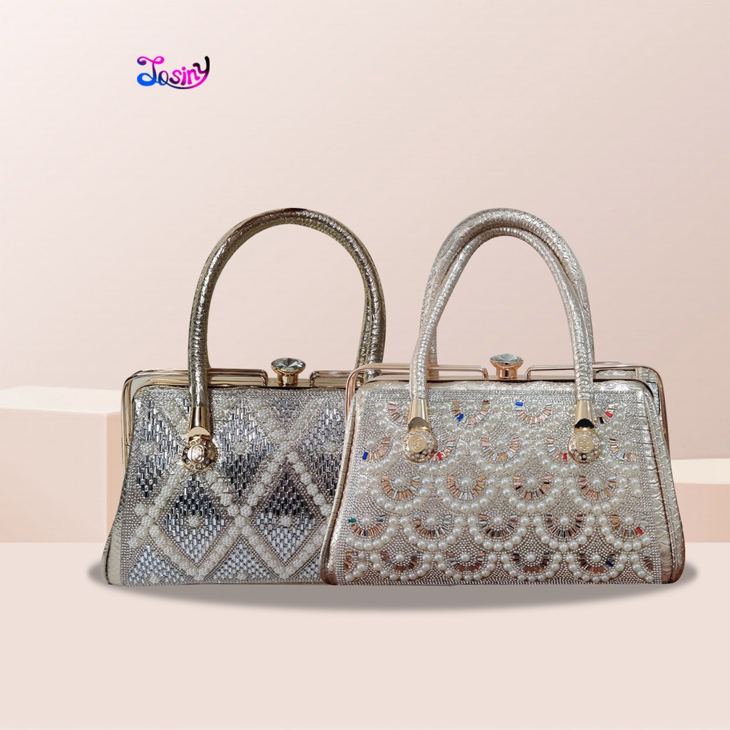 Tas Pesta Import Mewah Behel Kancing Berlian Motif Mutiara Clutch TP-801,802 , 2KG BISA 3TAS
