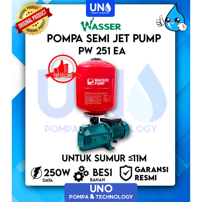 Pompa air Semi Jet Pump Otomatis Wasser PW 251 EA / PW-251 EA/ PW251EA(tanpa tabung)