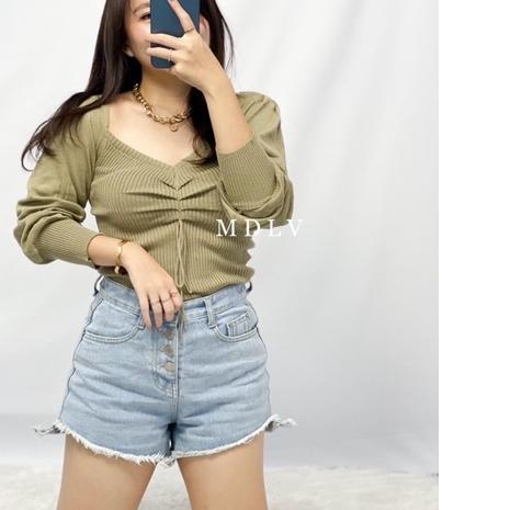 ➣ MDLV ~ BAJU RAJUT TOP ELLIE TALI // ATASAN LENGAN PANJANG RAJUT // FASHION WANITA ♡