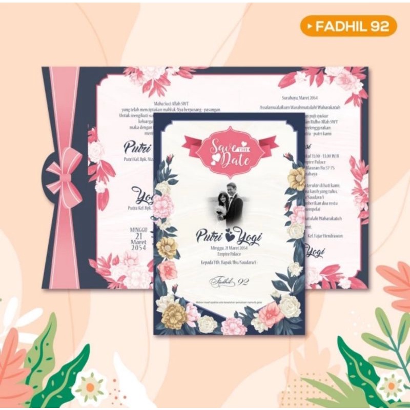 FADHIL 92 (Blangko+Plastik) Blangko Undangan Pernikahan | Kartu Undangan Nikah | Undangan Ultah Khit