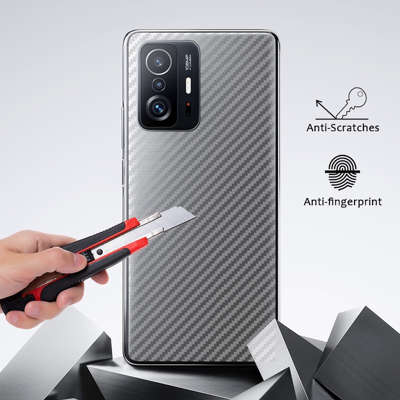 Stiker Pelindung Belakang Bahan Carbon Fiber Matte Translucent Tahan Lama Untuk Xiaomi 11t Tpro Lite