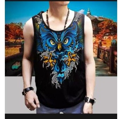Kaos Singlet Pria Owl Printing