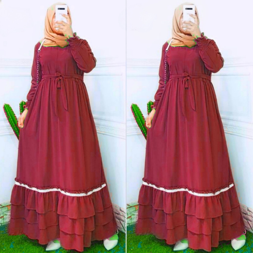 andara maxi ceruty bebydoll /gamis syarii ceruty bebydoll renda /gamis ceruty bebydoll terbaru