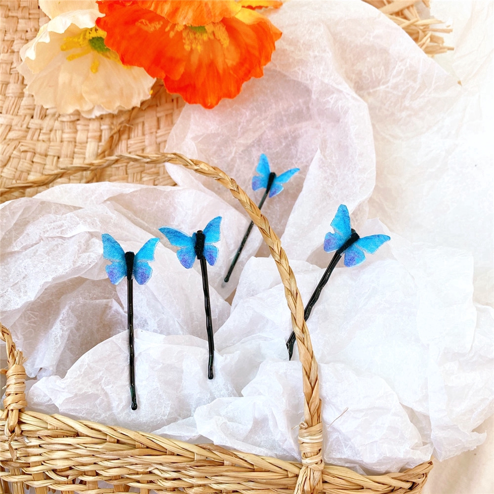 1PC Women Cute Hair Clip Blue Butterfly Hairpin Girl Simple Hair Accessories
