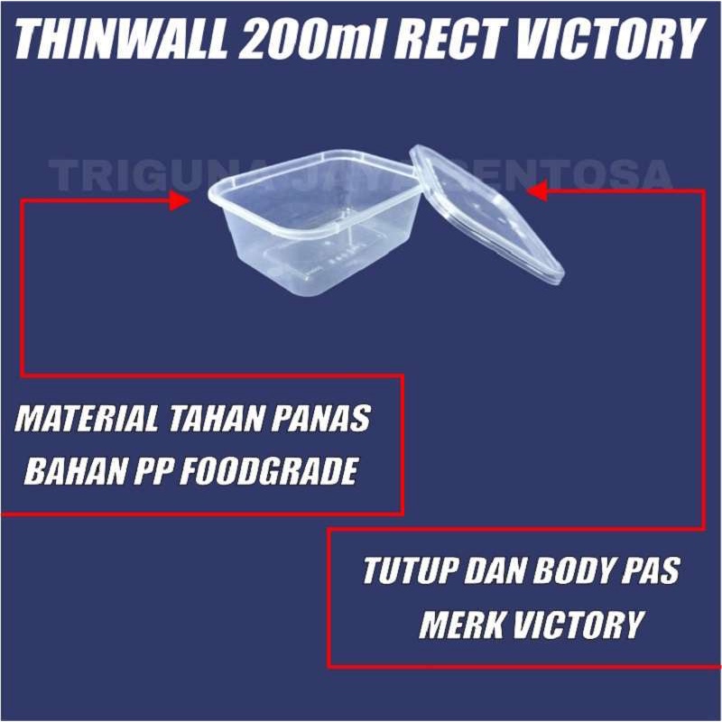 Thinwall 200ml Rectangle Food Container Kotak Makan Dus Semua Jasa Kirim