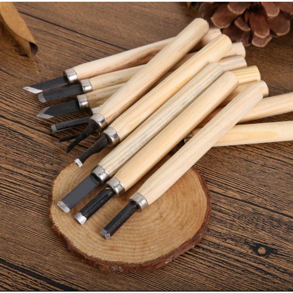 Set Pisau Ukir Pahat Kayu 12 in 1 Wood Carving Art Knife fondant clay