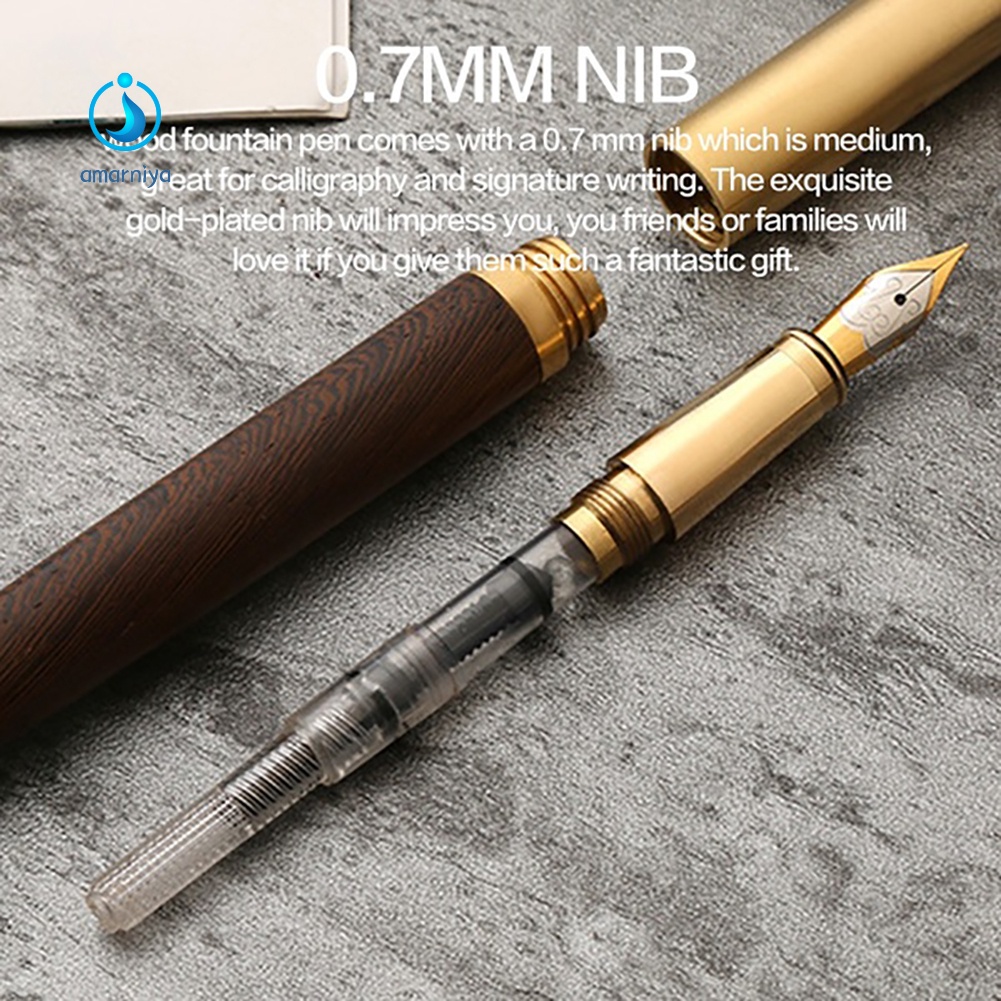 Baoer 801 Stainless Steel Metal Medium Nib Fountain Pen Student Office Writing 