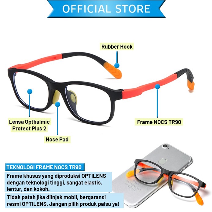 Optilens - Aluna Series Kacamata Anak Anti Radiasi Hp Komputer Antiradiasi Frame Elastis-3