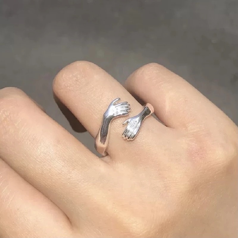 Cincin Sterling Silver 925 Model Terbuka Adjustable Bentuk Tangan Antik Untuk Wanita