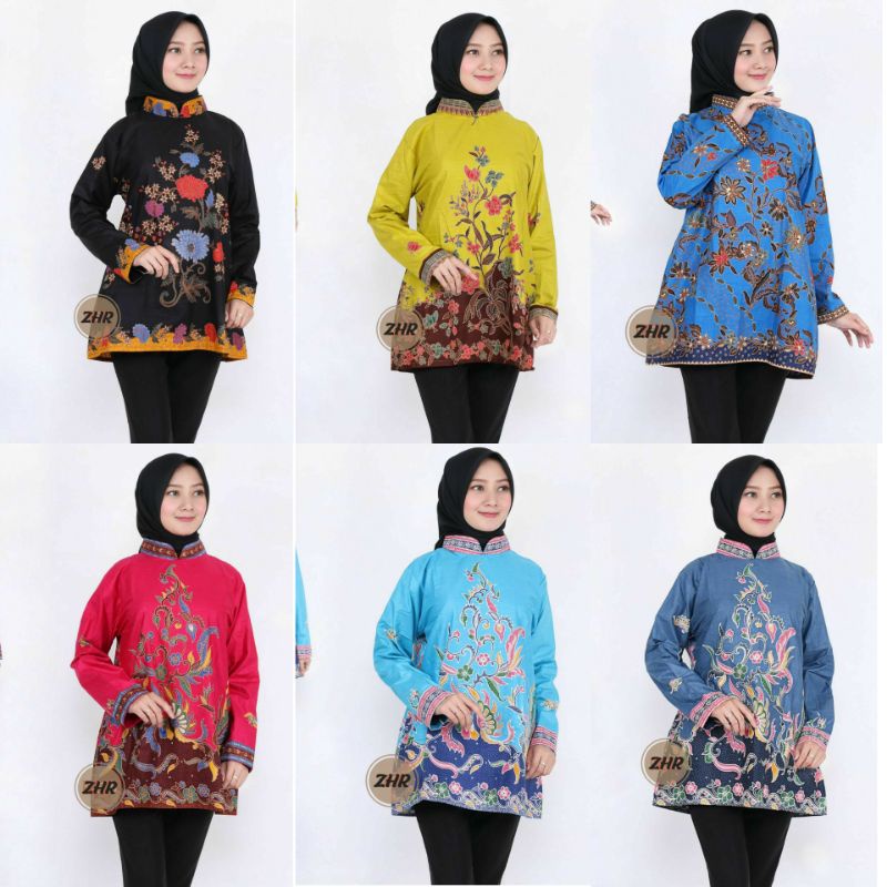 GROSIR TERLARIS BLOUSE BATIK MODERN KERAH SHANGHAI / BLOUSE UNGGUL JAYA