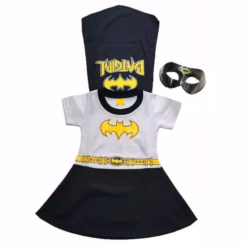 terbaru KOSTUM BAJU ANAK BATGIRL DAPAT TOPENG ADA SAYAP FREE TOPENG BATMAN CEWEK GIRL