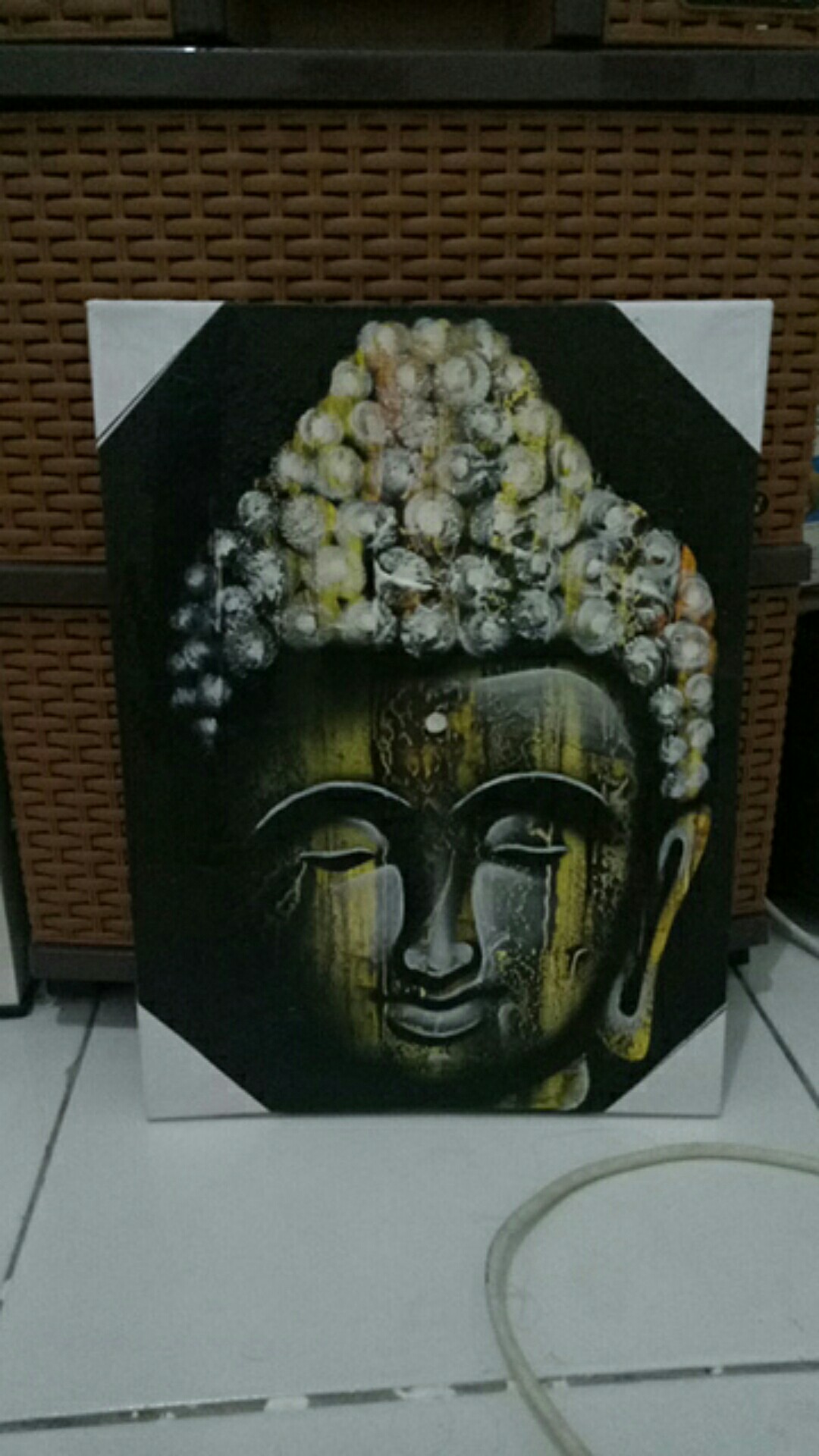 Lukisan Abstrak Budha, Ukuran 30 X 40 Cm, 100% Buatan Tangan