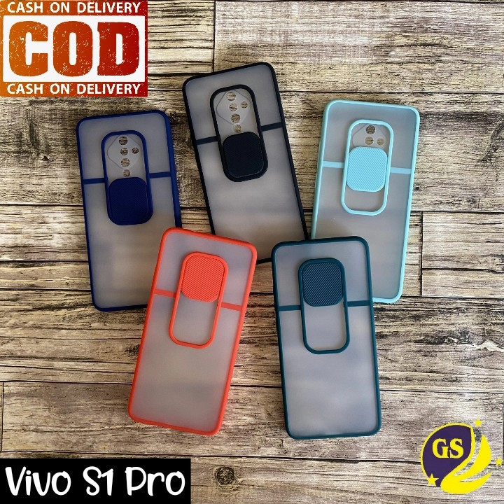 Vivo S1 S1 Pro S1Pro / Y19 / Y91 Y93 Y95 / Y91C Y1S Non Finger Slide Case Protection Camera Matte Candy Kamera Sliding Casing Windows