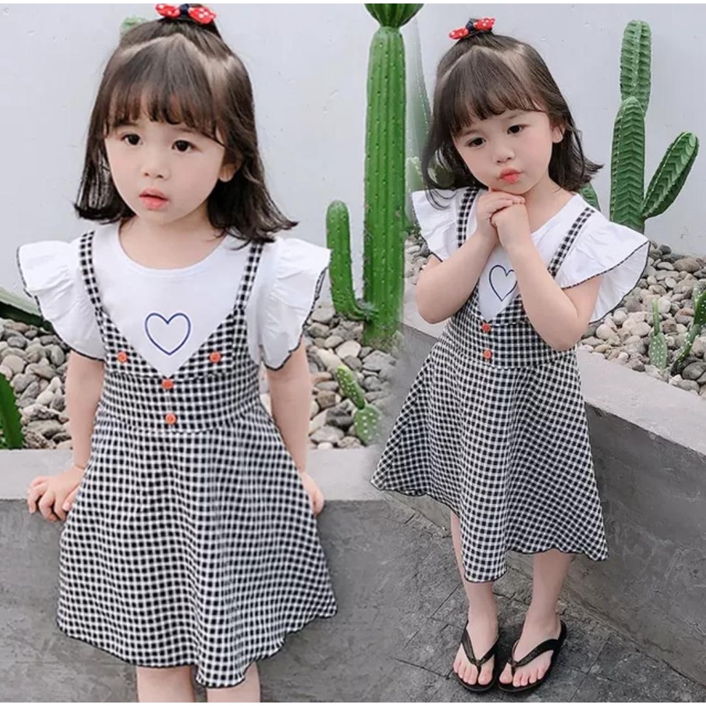 Promo !! Dress anak perempuan lucu / dress love width hand ukuran 2-3tahun / Dress import anak trendy