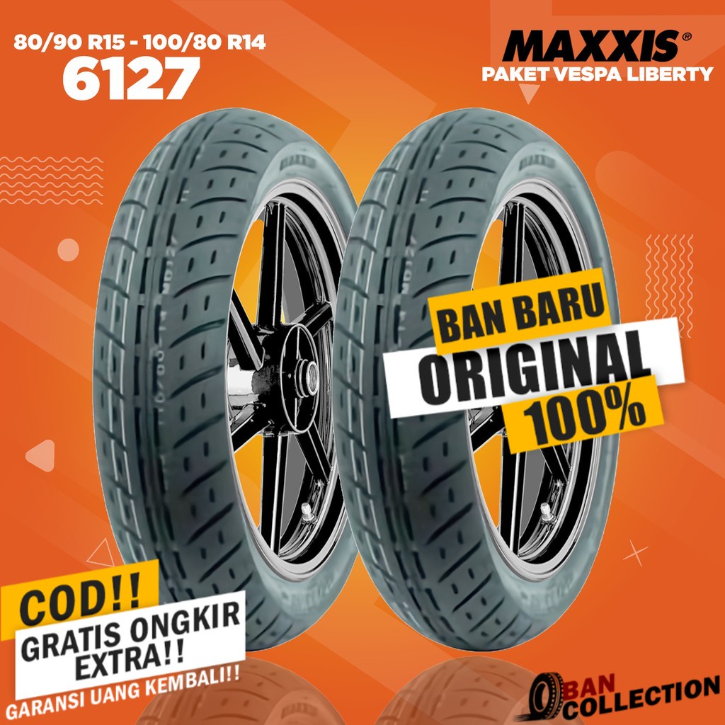 Paket Ban Motor Vespa Liberty // MAXXIS 6127 80/90 R15 - 100/80 R14 Tubeless