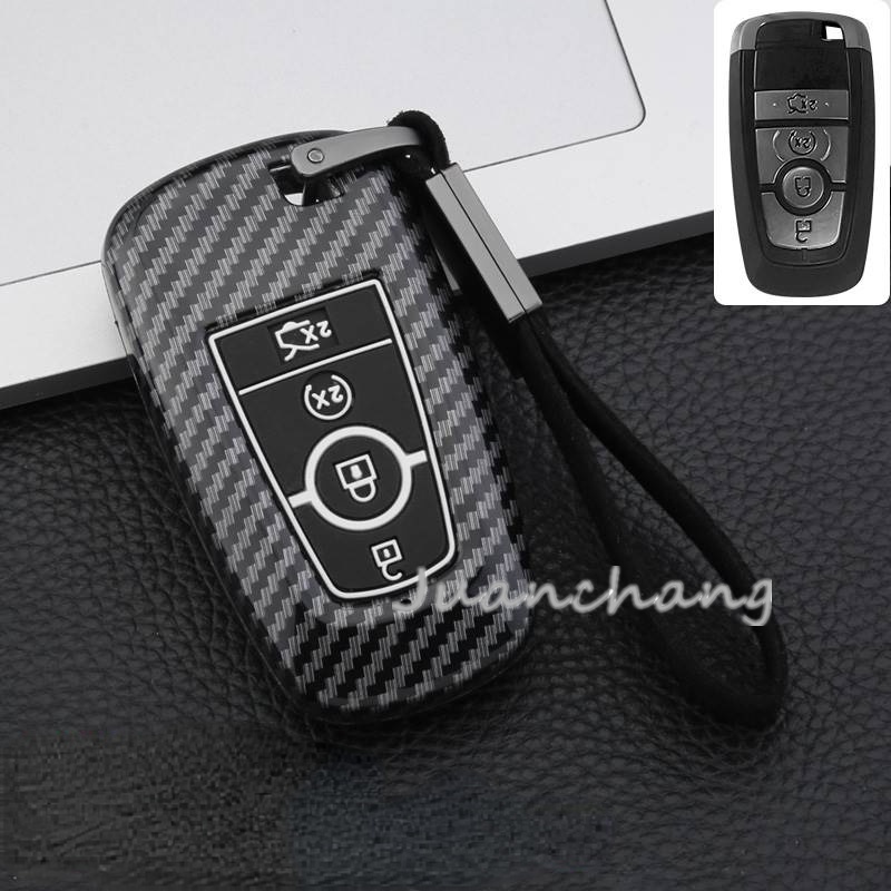 Case Kunci Mobil Bahan ABS Carbon fiber Glossy Untuk Ford Fusion Mondeo Mustang Edge Expedition EXplorer F-150 F-250 F-350 2018-2022