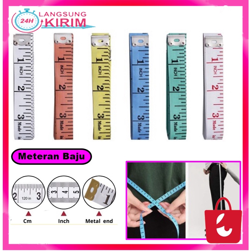 [Promo Terbaru]Meteran Pita Jahit 150cm Tailoring Tape Alat Ukur Pengukur Baju Kain Lingkar Badan