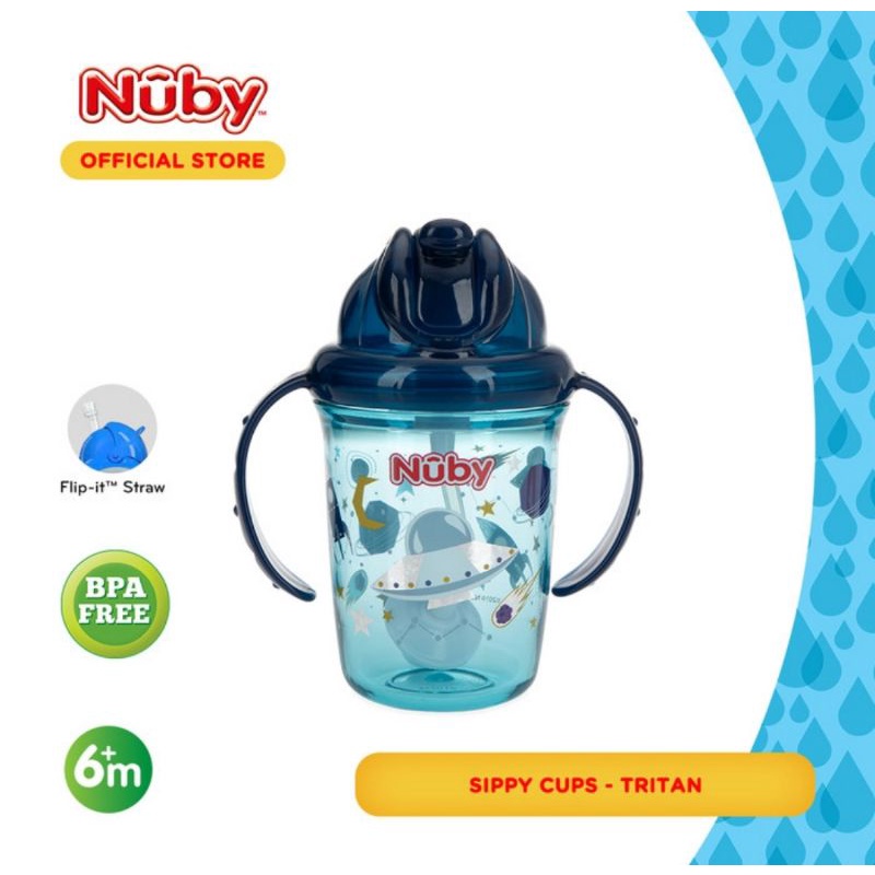 Nuby Tritan Bottle Flip It Glitter 240 ml/Botol Minum Anak Nuby