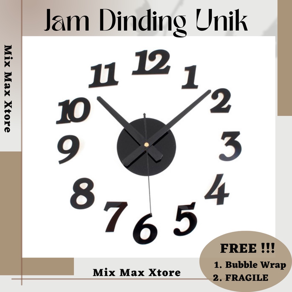 Jam Dinding DIY Giant Wall Clock 30-50cm (DIY-03) - Black / Jam Dinding Aesthetic / Jam Dinding Tempel / Jam Dinding Unik